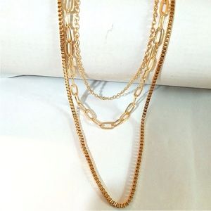 Fashion Three Layer Necklace All  Trend Metal Vinis Chain Multi Layer Hip Hop